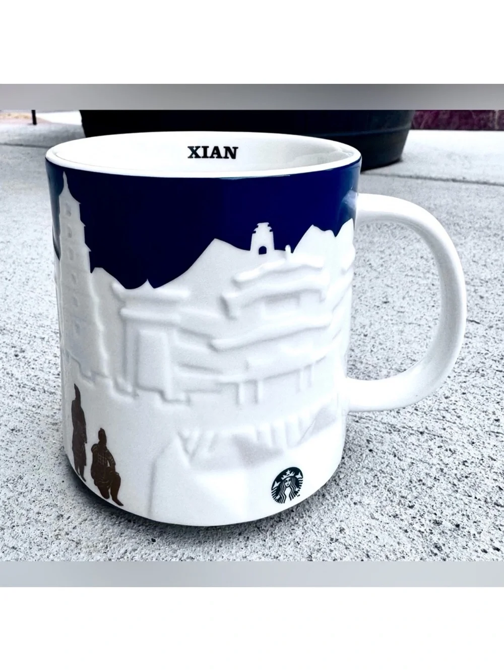 Starbucks Collector Relief Series Xian Mug with Blue and White Cityscape
